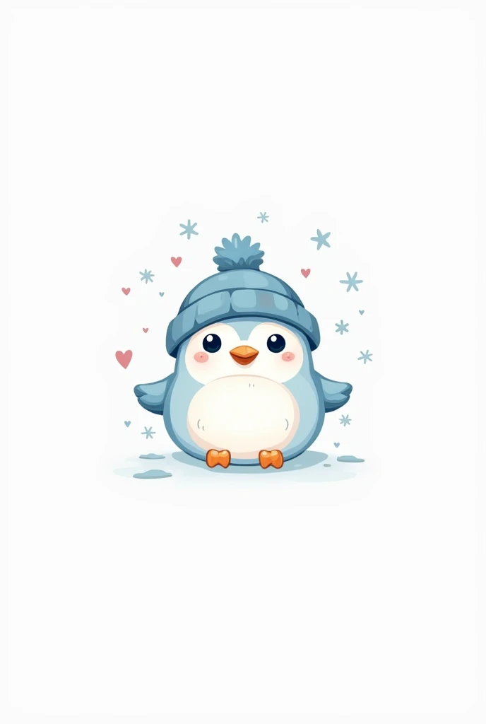 A minimalistic, clean-line logo featuring a stylized, cute, fluffy white bird wearing a blue hat with a heart symbol. The bird has big eyes and a small beak, exuding a charming and approachable personality. The hat, designed in a soft, rounded shape, sits ...