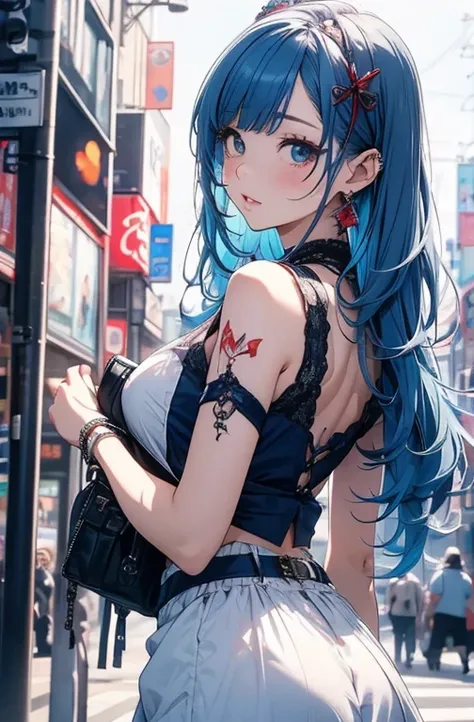 ((      Masterpiece    :1.2)).8k.、    sexy、  Bump in the center   、    Chainsaw Mans Journey    、Beauty、    yandere、、    face close-up in the streets of Harajuku 、  Screaming Kisses     、    chest tattoo    、    Christian Dior necklace、(   white background...