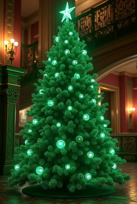 Christmas tree with emeralds stones like decorations 