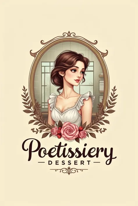 Logo brand dessert "Poetissiery" with retro theme