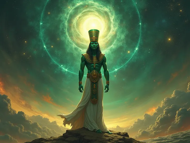 create the picture of Osiris who are establishing new low and desvribe the universe backround of the picture