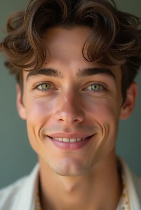 beautiful teen man green eyes smile