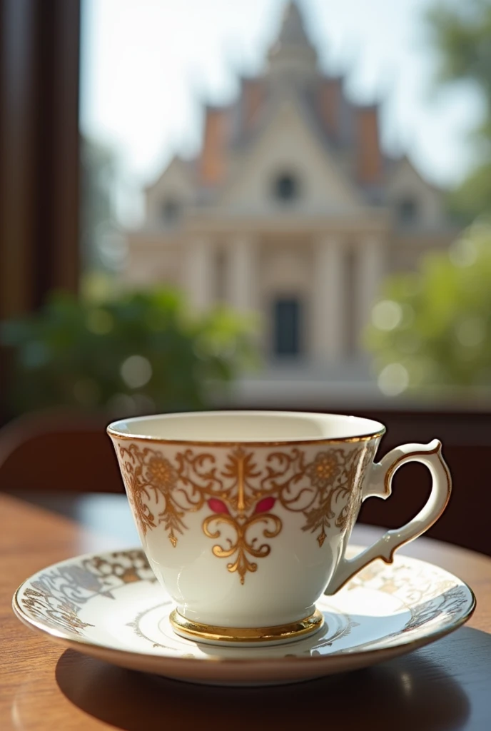 
European Town Phnom Penh Anglo-European Style Ceramic Coffee Cup Saucer Set Retro Afternoon Tea Cup High-end Ins Building