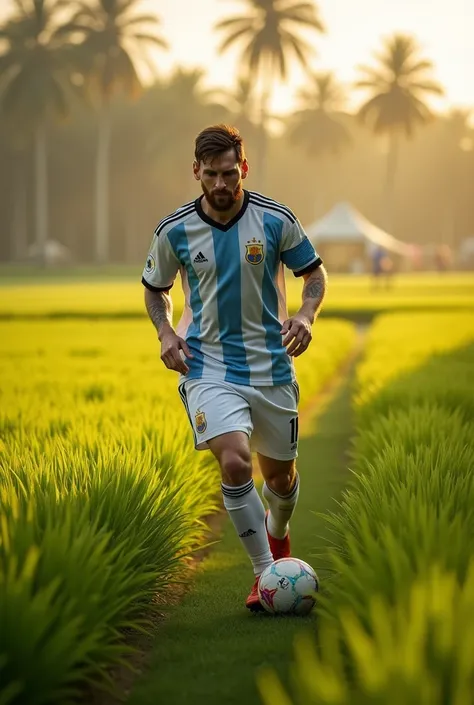 Messi playing in kerala paddy field