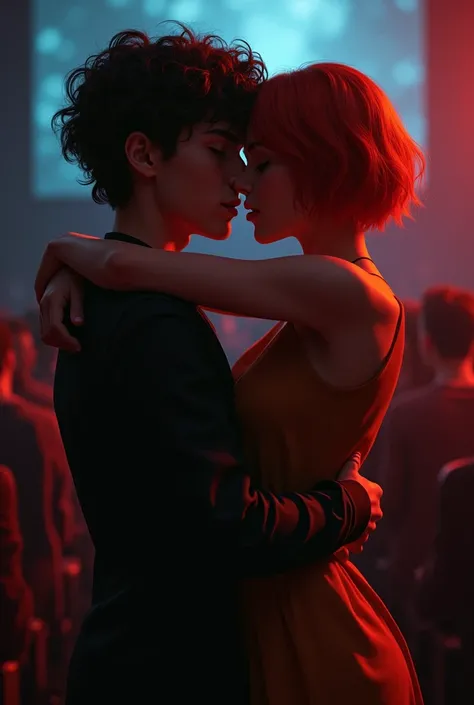 
Short haired girl straight redhead kissing a boy with curly hair black movie,