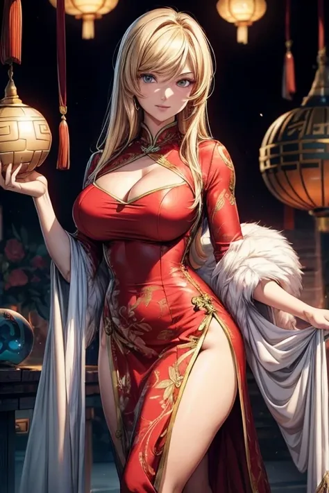  Samus Metroid is wearing a traditional Chinese glamorous dress, The curvy ,  Escorts, ,  seductive pose .