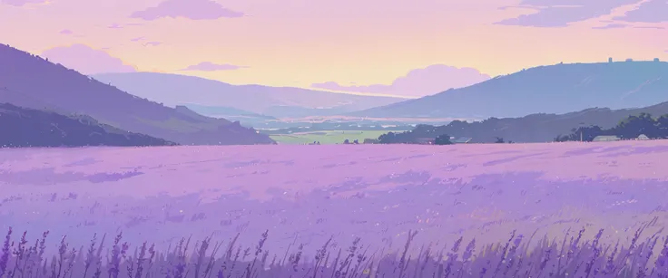 LAVENDER landscape , Pastel Purple Colors ,Ghibli ,Lofi ,cute