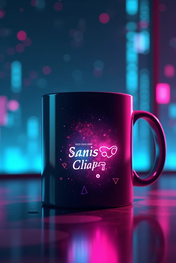 Creat a mug design with a SaMisoy Clips Logo pls the word SaMisoy Clips and Good Background hes a boy a crypto influencer and a youtuber so thats the theme just the name pls make it more beautiful 