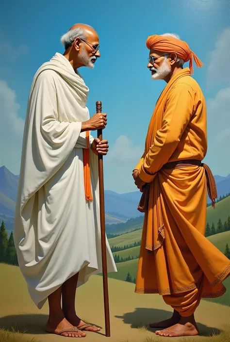 Mahatma Gandhi with Narendra Modi