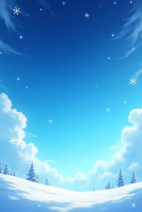 Snowy winter sky on a clear day with blue sky and stars