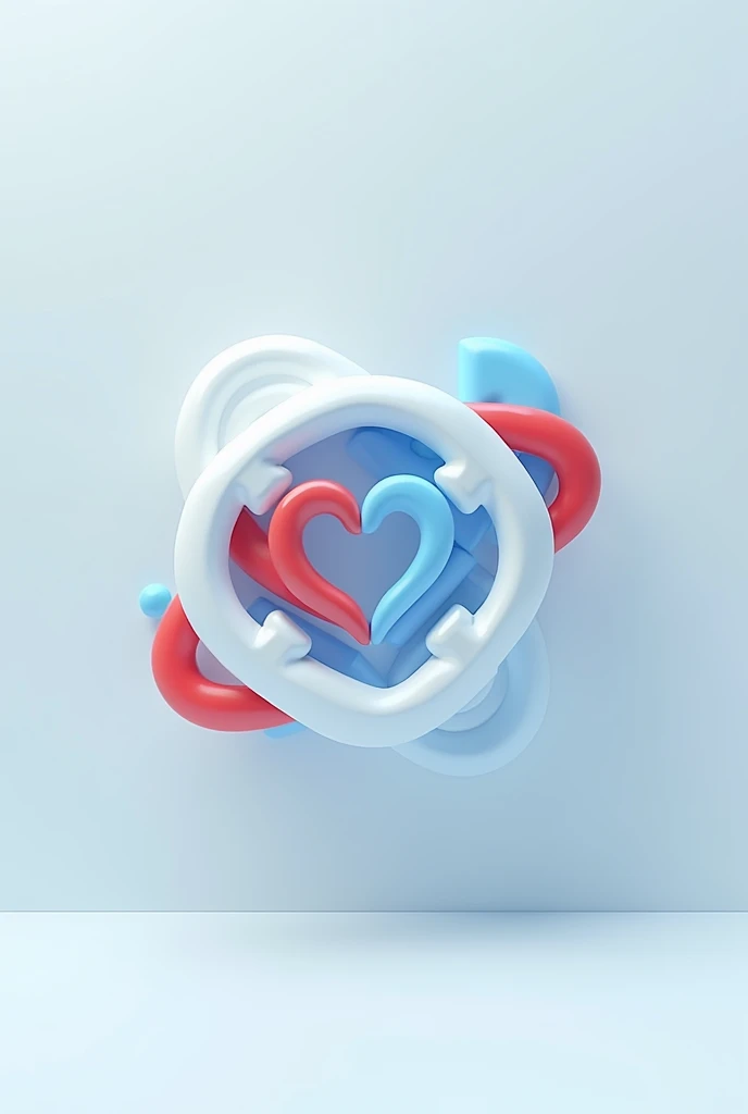 Create an image Logo of REYSA HEALTH HUB in 3D mix white blue and red colours
