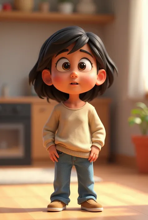 The other friend, casually dressed, looks curious and surprised.3d cartoon 3d animated 