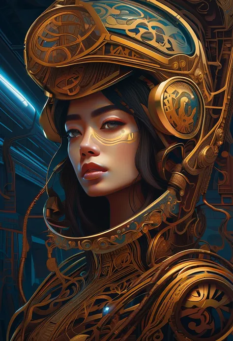  intricate illustrations in surrealist art style，Mechanical Girl，实验性和未来主义的Cybernetics细节,  vibrant , Quantum traces,  ultra-modern , Movie,  super detailed,  intricate , major . Cybernetics, Human-machine fusion , Dystopia,  An opportunity to see labor ,  d...