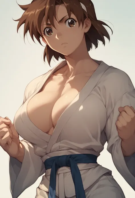 which_Kirie, brown hair, short hair, brown eyes　Big Breasts　Judo