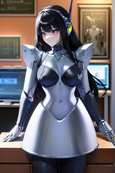 (masterpiece),(Highest quality),(Super detailed),(Best illustrations),(Best Shadow),(Absurd),(Detailed Background),(so beautiful), 16K, 8K, 4K,(Best Shadow),robotization,woman ,big bust,Robot Joint ,Metal skin,Black robot Suit,long hair,a black robot suit ...