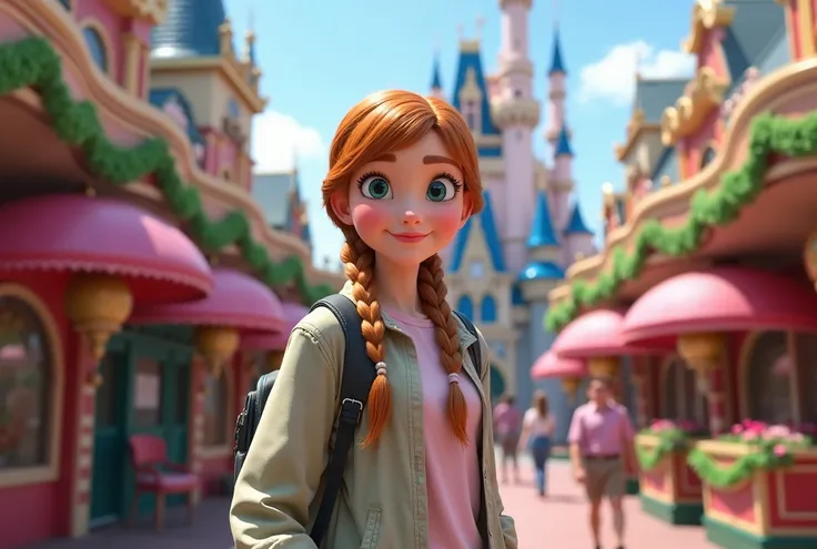 Anna　 Tokyo Disneyland （live-action）　Disney cartoon style　 casual　