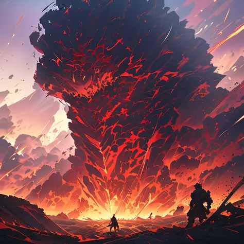 {  top quality}, {  so pretty }, {  super detailed}, {  best illustrations }Fire Giant, fire ゴーレム creature,  Ruins of the Stone Colossus , Fire Attribute,  A giant sentry has crashed to Earth,  Call of Fire Armor ,  Detailed Hot Mow , Fire Ball Fist ,  God...