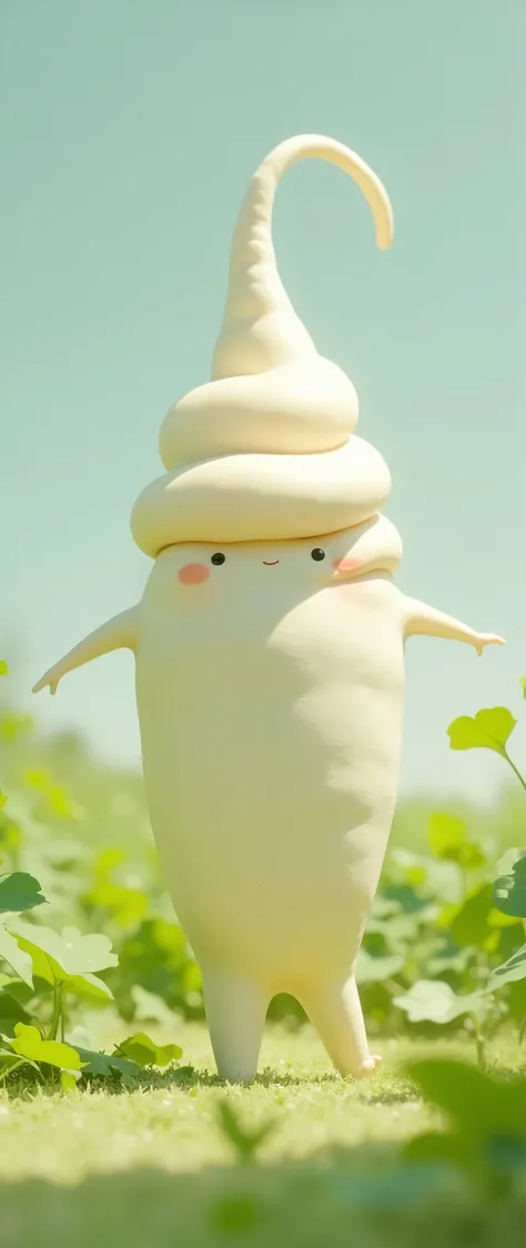 (masterpiece:1.2,Outstanding quality,Mirror finish, cinematic experience , Best Illustration , super detailed),8k,wallpaper,(Daikon in the shape of a soft serve cream:2.0),(The background is a field:2.0),( 3D isometric illustration:2.0),( comical :2.0)