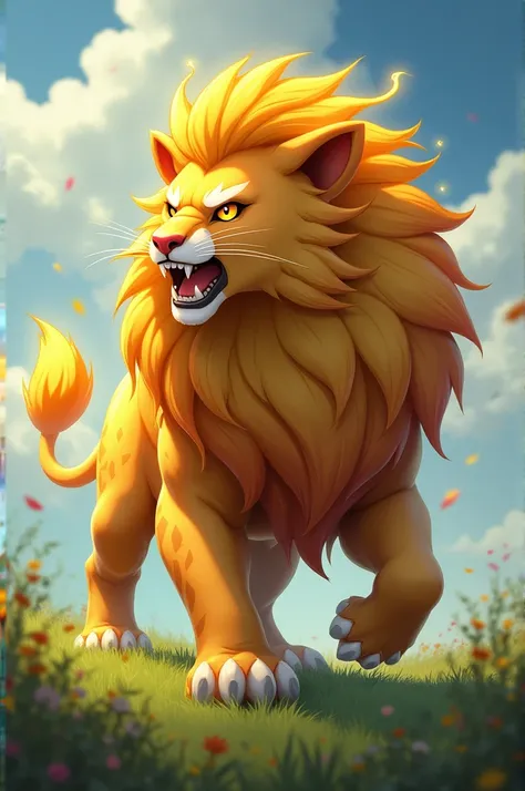 Lion as a pokemon named leo