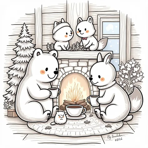  Sweet winter coloring page, cozy & kuschelig