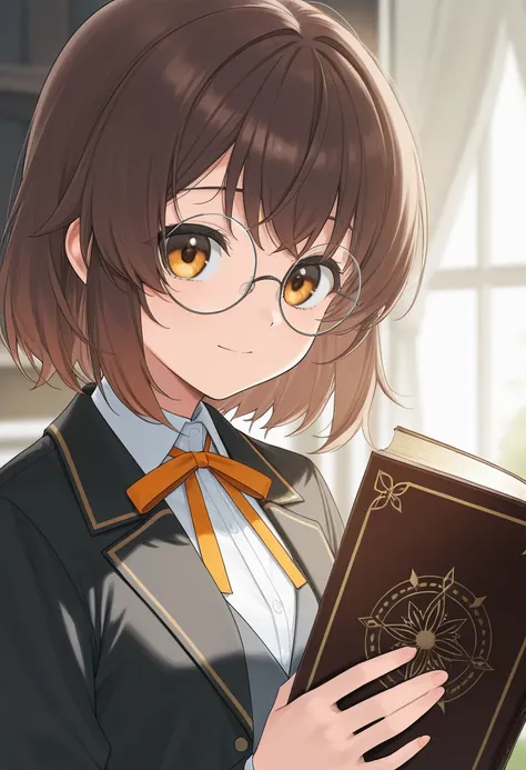 score_9, score_8_up, score_7_up, score_6_up, score_5_up, score_4_up, scholarly recluse with unkempt dark brown hair and round spectacles, holding an ancient tome with cryptic inscriptions