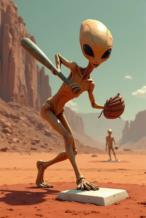 MARTIAN  PLAYING BASEBALL