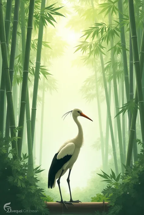 image of stork and bamboo tree 2002x1335