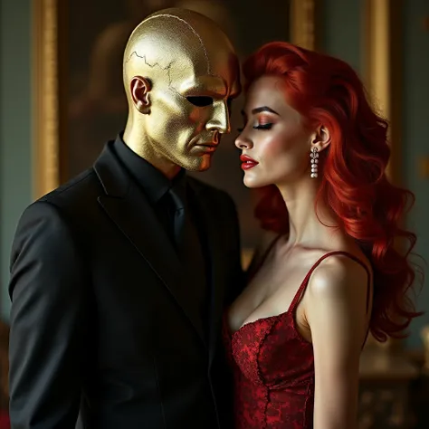 elon mask in suit with redhead very sexy women  (((Masterpiece, ultra-detailed, high-fashion editorial))