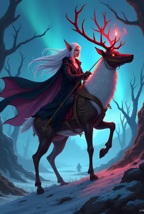 Dark Wizard Blood Elf Reindeer, style manga