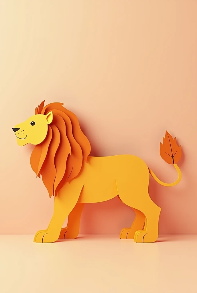 paper cutout　 lion 　Pastel Orange