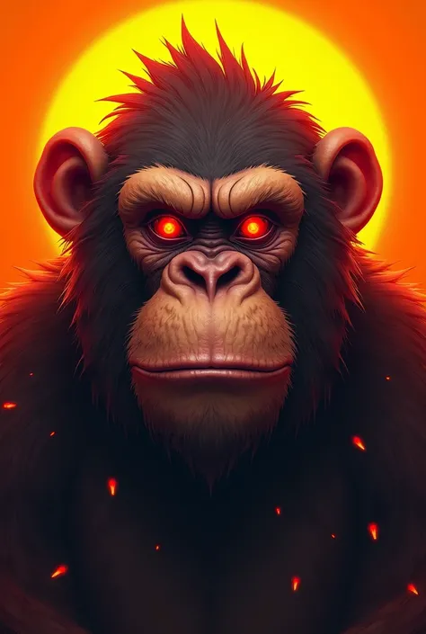 Nft for bored ape with red eyes for my profile X account orange background 