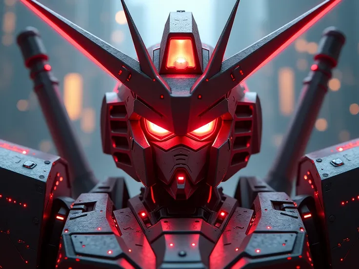 the head of gundam gunpala , appears to have red eyes lit up like a led light,full shoot