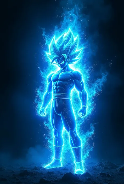 a bursting fiery blue aura effect much like a super saiyan on a black background. no character, only aura, 3D, Hyper real, distortion effect
