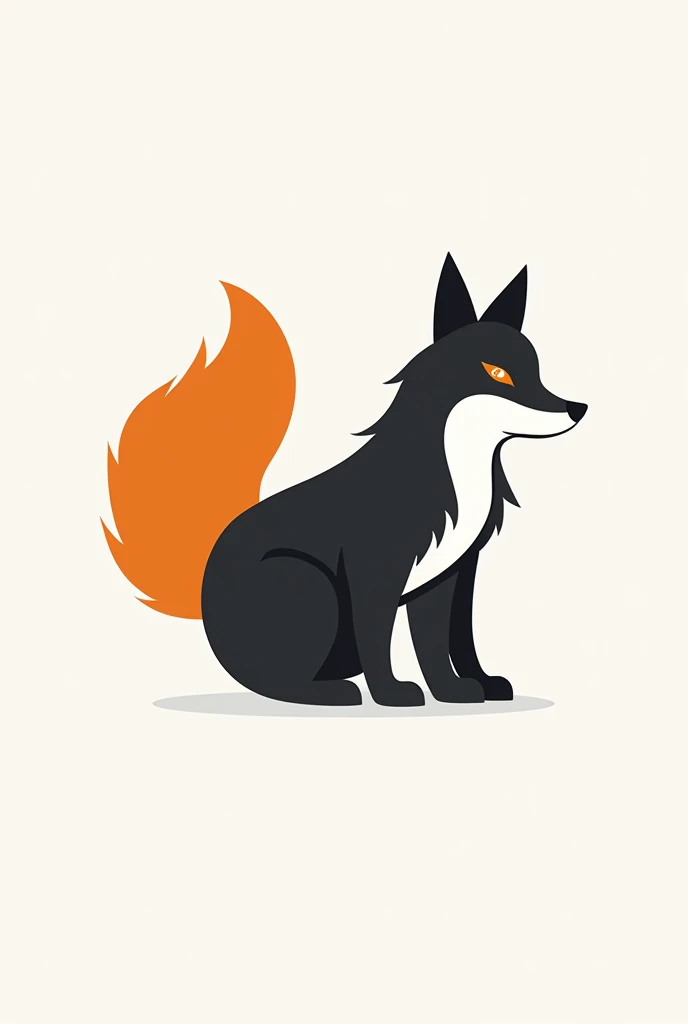 White, black and orange color combination fox logo