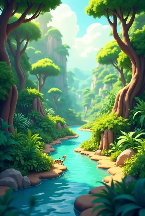 Jungle mein ek ek Nadi ki picture cartoon animation 3D mein