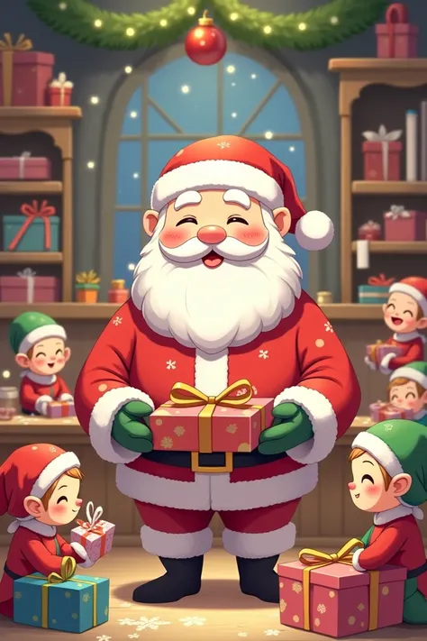  Santa Claus, Kawai, Prepare gifts with your elves