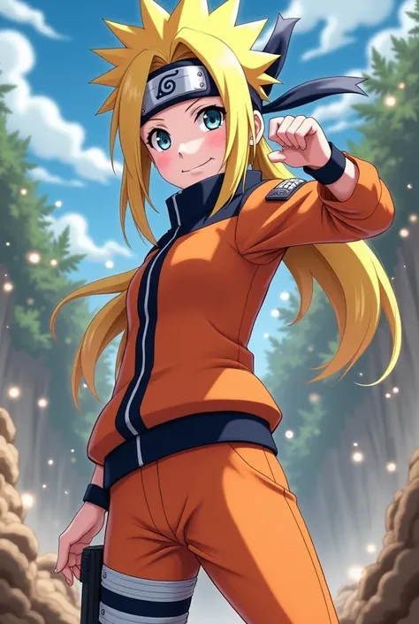 A anime girl Wearing Narutos Clothes ((Naruto cosplay)) anime character for wallpaper 