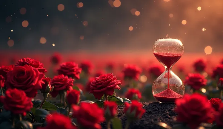 Red Rose Plantation with Hourglass and Stars