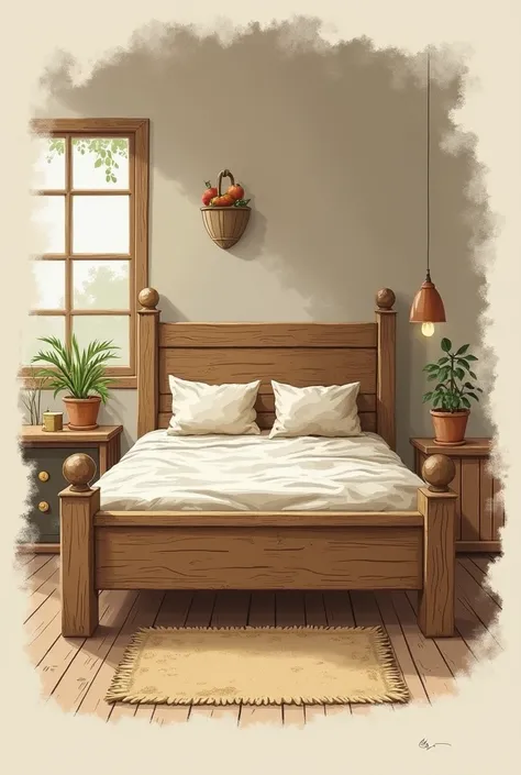 drawing of a front bed in simple old style