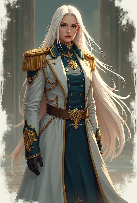 General of the Earth Army, Very,  Beauty, Statuesque, a courageous adult with long straight platinum hair . Anime style.