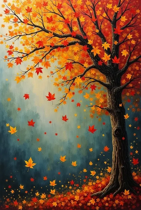 Beech leaves, maple leaves, oak leafs, birch leaves,  a painting of a bunch of leaves that are painted on a wall, vibrant foliage, many leaves, organic painting, entangled foliage, lots of leaves, colorful leaves, intricate organic painting, falling leaves...