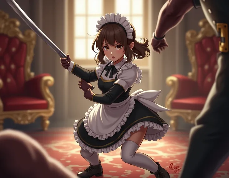  maid outfit 　fight　