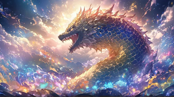  Under the Moonlight、 A mysterious mountain shrouded in fog 々Against the backdrop of、 The figure of an ancient dragon dancing gracefully 。 Dragon scales shine like a starry sky 、 its eyes are full of wisdom and power 。 fantastic particles of light drift ar...