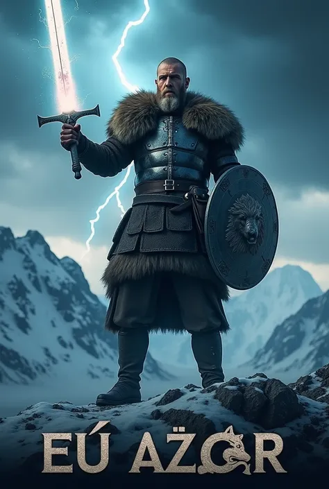 [Concept] Create a square (1:1 ratio) Instagram-style image.
[Character] The Great Viking King Ragnar Lothbrok from the television series Vikings, wearing:

Battle-worn armor with scratches and dents.
A glowing sword in one hand and a shield with a wolf em...