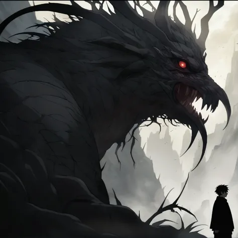 Creatures of Darkness, black, red,  monster , Anime, male, killer,  giant.、 from the side