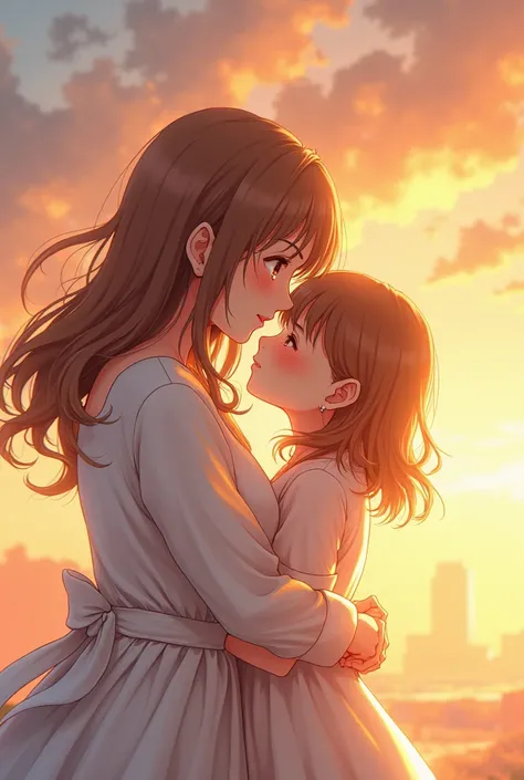  top quality, greatest masterpiece, Max image ,32K, inner   ,Healing,Heal , will heal,peace, Calm, Heartwarming ,Heartwarming, bright ,beautiful, Mother and Little Daughter ,Embrace each other,Hugs,tears,move,like,grateful,tears,Help each other,Understandi...