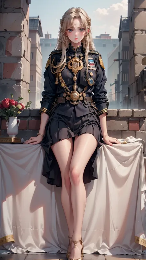 ((A policewoman standing in front of a brick wall)),Highest quality work,Live-action work,Ultra Premium Graphics,8K HD CG Works,High Quality Graphics,High-definition CG works,10x pixels,Ultra-fine detail：1.1,High level of technical detail：1.1 Photorealisti...