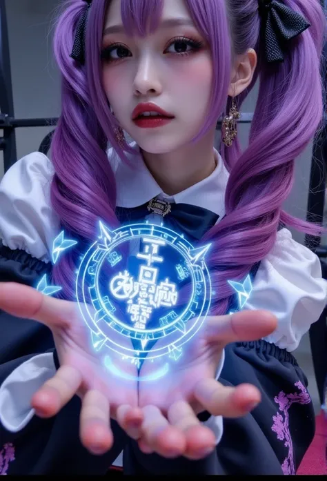 A futuristic 3D hologram of a glowing logo in a persons palm, the logo reads Vai Se Foder, vibrant colors,high-tech atmosphere,detailed hands,sci-fi aesthetic,soft lighting.,The scene is realistic and beautiful,highlighting its digital aspect.,1girl,gal,ma...