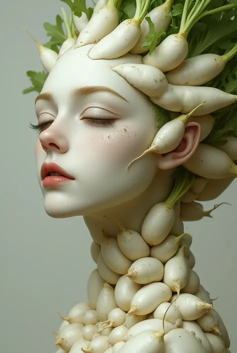 Portrait of a white radish Lady, Giuseppe Arcimboldo style