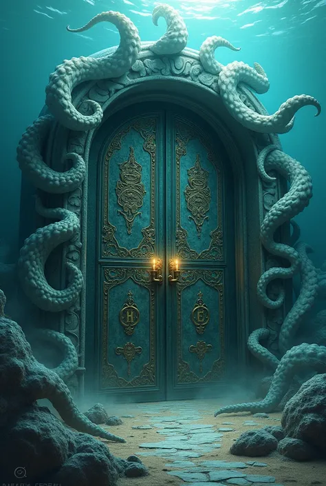 Magic Door Antique Fantasy Sea Water Iron Squid Octopus Tentacle Item Fantasy Artifact 